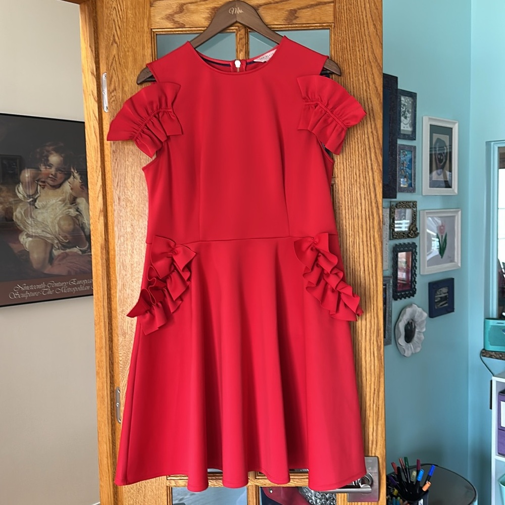 Ted Baker Red Ruffle Fit & Flare Mini Dress